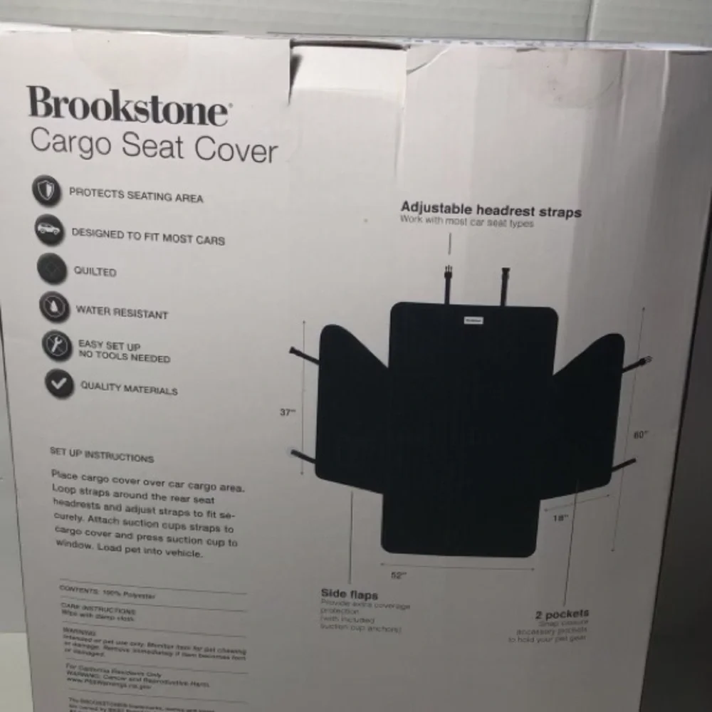 New Brookstone Cargo Seat Cover For Dogs/pets Water Resistant
